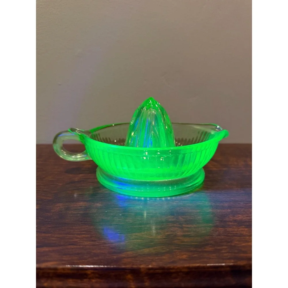 Green Uranium Depression Glass Citrus Reamer/Juicer